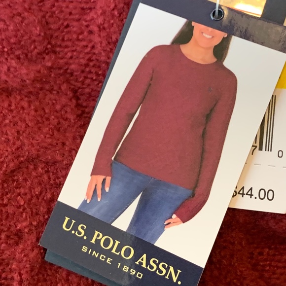 U.S. Polo Assn. Women's Crew Neck Sweater in Plum - Picture 6 of 9